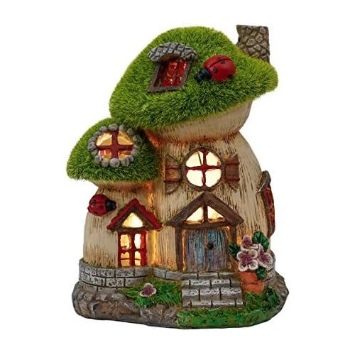  Besuchen Sie den TERESA'S COLLECTIONS-Store TERESAS COLLECTIONS Beflockt Feenhaus 19.5cm Gruen Haus mit Marienkafer Wasserdicht Solar Gartenfigur fuer aussen Elfenhaus Solarleuchte Garten Deko Solar Gartenbeleuchtung aus Harz F