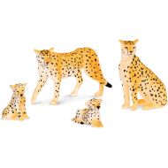 Terra by Battat  Cheetah Family - Miniature Cheetah Toy Animals for Kids 3-Years-Old & Up (4Pc), Brown/a (AN2820Z)