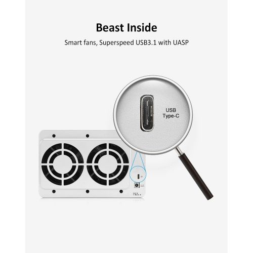  TERRAMASTER D5-300 USB3.1 (Gen1) Type C 5-Bay External Hard Drive Enclosure Support RAID 0, RAID 1, RAID 5, RAID 10, Clone, JBOD, Single Disk Hard Disk RAID Storage (Diskless)