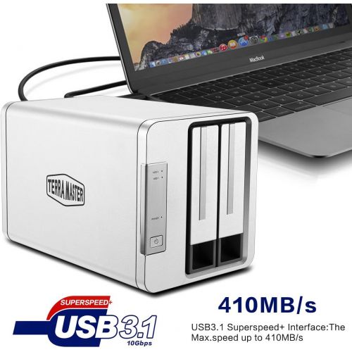  TerraMaster D2-310 USB Type C External Hard Drive RAID Enclosure USB3.0 (5Gbps) 2-Bay RAID Storage Support RAID 01Single (Diskless)