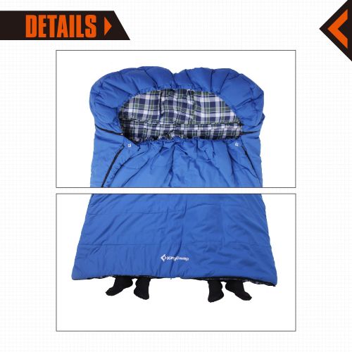  TETON KingCamp Cotton Flannel All Season 5F/-15C Sleeping Bag with Pillow (Double, Adult, Youth Size)