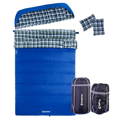  TETON KingCamp Cotton Flannel All Season 5F/-15C Sleeping Bag with Pillow (Double, Adult, Youth Size)