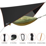 TETON Trekassy Double Camping Hammock with Mosquito Net, Rain Fly, 2 Tree Straps and 2 Carabiners, Indoor Outdoor Hammock for Backpacking, Travel, Beach, Backyard, Hiking