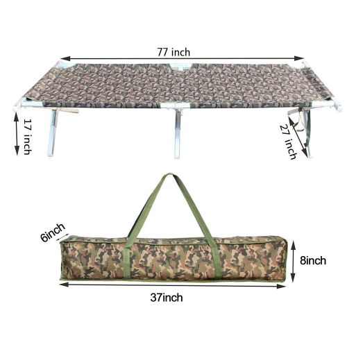  TETON Shaddock Fishing Portable Folding Camping Cot - Military Grade Aluminum Frame Adult Cot Bed with Zippered Storage Bag Perfect Base Camp, Travel Hunting - Test 400 lbs Weight Capaci