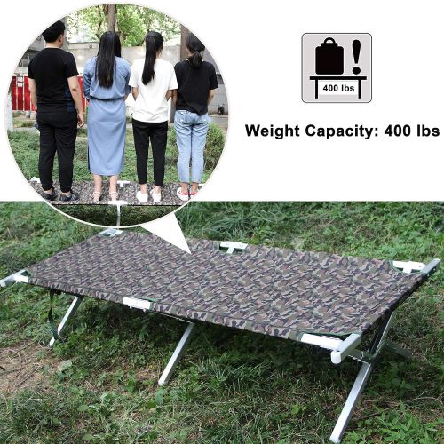  TETON Shaddock Fishing Portable Folding Camping Cot - Military Grade Aluminum Frame Adult Cot Bed with Zippered Storage Bag Perfect Base Camp, Travel Hunting - Test 400 lbs Weight Capaci
