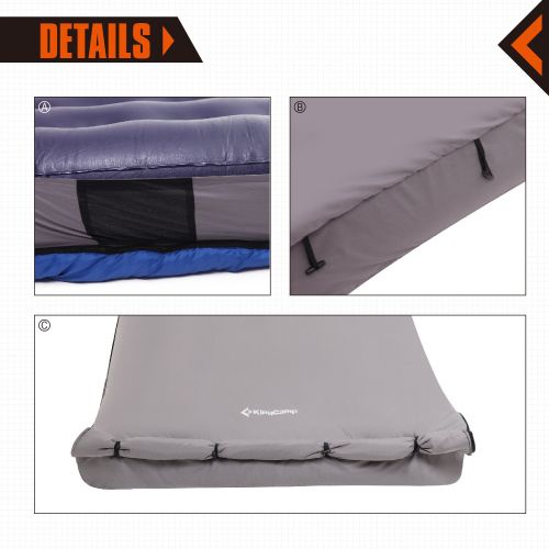  TETON KingCamp 25 F/-4C Double Sleeping Bag 3-in-1 Spacious Airbed Fitted Cotton Bedding with Two Cotton Pillows (Airbed Not Included)