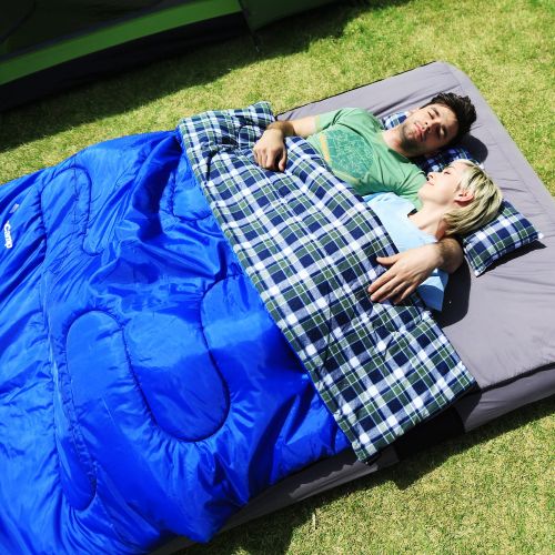  TETON KingCamp 25 F/-4C Double Sleeping Bag 3-in-1 Spacious Airbed Fitted Cotton Bedding with Two Cotton Pillows (Airbed Not Included)