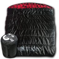 TETON WolfTraders TwoWolves +0 Degree Premium Ripstop Two Person Sleeping Bag, Black/Red