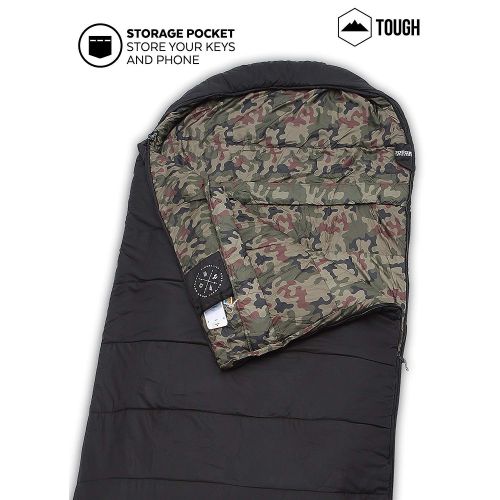  TETON Tough Outdoors The Colossal Winter Double Sleeping Bag - XXL Hooded Sleeping Bag - Perfect for Camping. Temperature Range 20-50°F. Fits Adults up to 71. Ripstop Water Resistant She