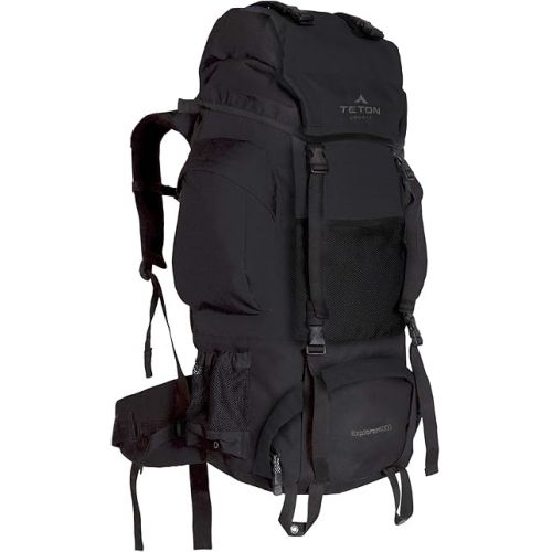  TETON 65L, 75L, 85L Explorer Internal Frame Backpack for Hiking, Camping, Backpacking, Rain Cover Included