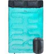 TETON Sports Cascade Double Sleeping Bag; Lightweight, Warm and Comfortable for Family Camping, Teal, 87