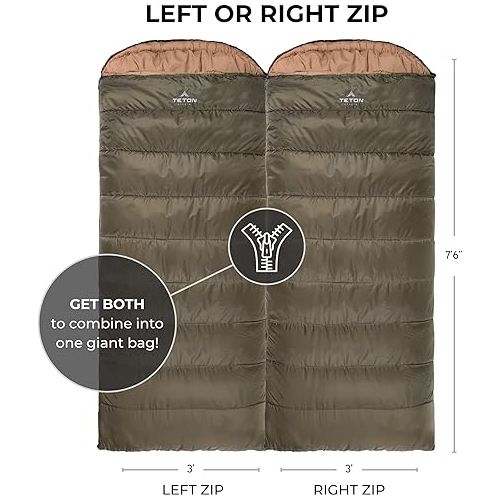  TETON Celsius XL, -25, 20, 0 Degree Sleeping Bags, Durable and Warm Sleeping Bag for Adults and Kids. Camping Made Easy….and Warm. Compression Sack Included