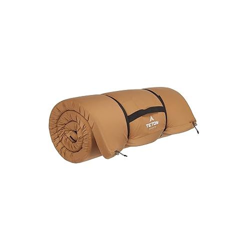  TETON Sports Outfitter XXL Camp Pad; Sleeping Pad for Car Camping, Brown & Deer Hunter Sleeping Bag; Warm and Comfortable Sleeping Bag Great for Camping Even in Cold Seasons; Brown, Right Zip