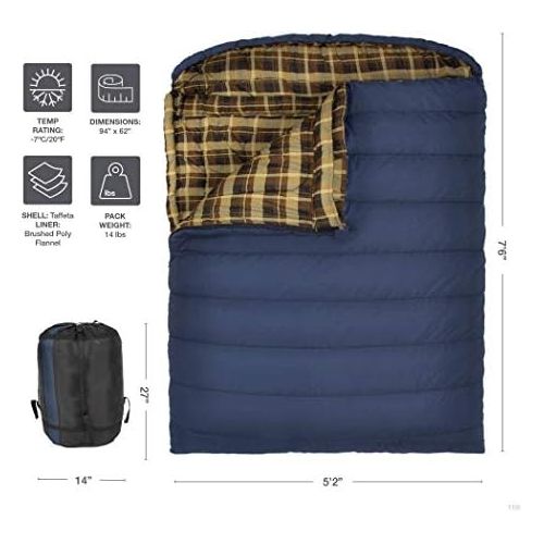  TETON Sports Mammoth Queen Size Double Sleeping Bag; Warm and Comfortable for Family Camping