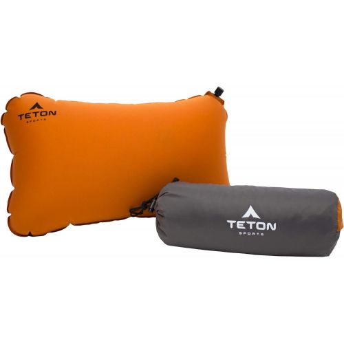  TETON Sports ComfortLite Self-Inflating Pillow; Support Your Neck and Travel Comfortably; Take it on the Airplane, in the Car, Backpacking, and Camping; Washable; Stuff Sack Includ