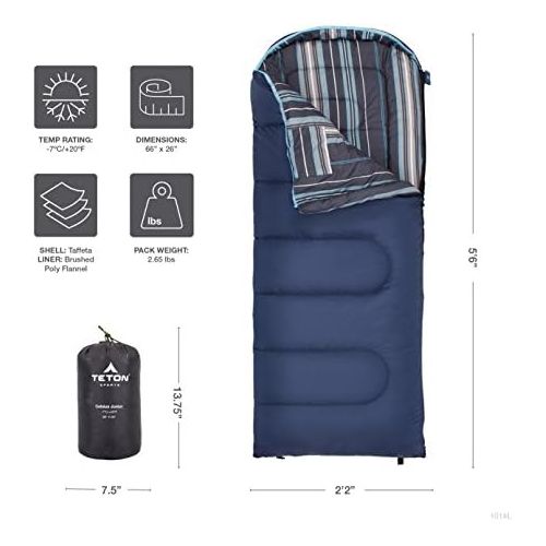  TETON Sports Celsius Jr Kids Sleeping Bag; Lightweight; Perfect for Camping