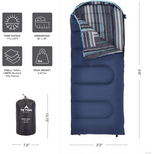  TETON Sports Celsius Jr Kids Sleeping Bag; Lightweight; Perfect for Camping