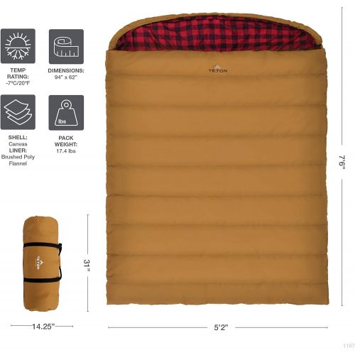  TETON SPORTS TETON Sports Mammoth Queen Size Sleeping Bag; Warm and Comfortable; Double Sleeping Bag Great for Family Camping; Compression Sack Included