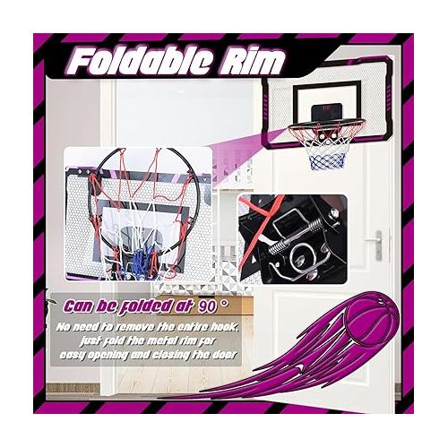  TEUVO Indoor Basketball Hoop for Kids & Adults Mini Basketball Hoop with Electronic Scoreboard 4 Balls Over The Door Nerf Mini Hoops Sport Games Toys Gifts for 5 6 7 8 9 10 11 12+ Year Old Boys Teens