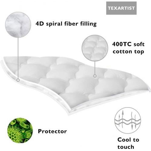  [아마존 핫딜] [아마존핫딜]TEXARTIST Mattress Pad Cover King, Cooling Mattress Topper, 400 TC Cotton Pillow Top with 8-21 Deep Pocket