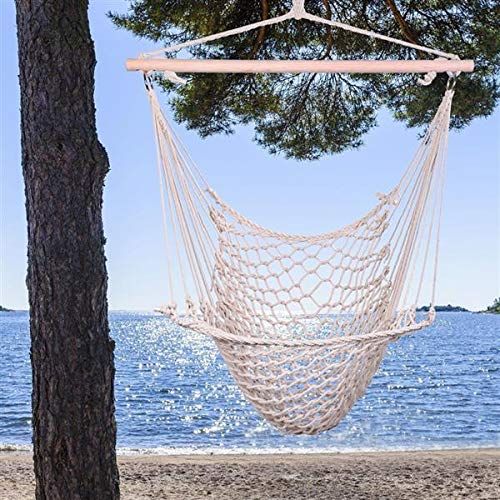  TEXXIS Sky Chair Natural Cotton Hanging Rope Air/Swing Beige,Bohemia Macrame DIY Wall Hanging for Indoor, Outdoor, Home, Patio, Deck, Yard, Garden(US Stock)