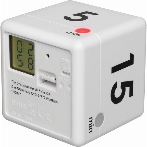  [아마존베스트]TFA Dostmann Digital Cube Timer, Time Cube, Stopwatch, 6 x 6 x 6 cm, White, 38.2032.02