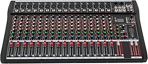 16 Channel Professional Bluetooth Live Studio Audio Mixer Power Mixing w/USB Drive for Family KTV, Campus Speech,Meeting Etc