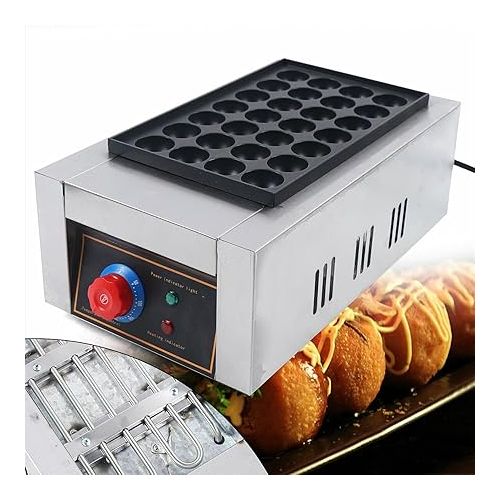  TFCFL Commercial Takoyaki Maker, 28PCs Octopus Fish Ball Machine Takoyaki Grill Maker with NonStick Plates,Fish Ball Maker,Electric Fish Ball Grill (28PCs)