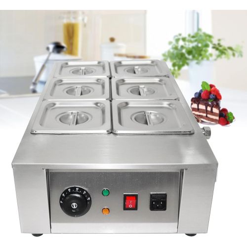  TFCFL Commercial Multifunction 6 Tanks Electric Chocolate Melter Temperer Boiler Water Heating, Melting Pot Heater Melter Machine Stainless Steel