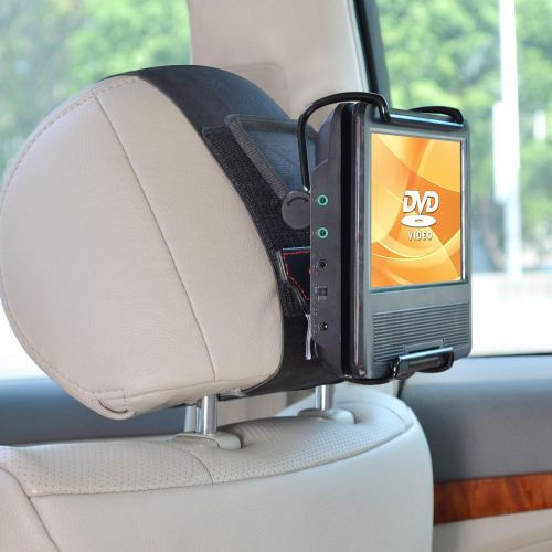  [아마존베스트]TFY Universal Car Headrest Mount Holder with Angle- Adjustable Holding Clamp for 7-10 Inch Swivel Screen Portable DVD Players, Black