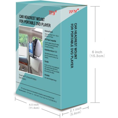  [아마존베스트]TFY Universal Car Headrest Mount Holder with Angle- Adjustable Holding Clamp for 7-10 Inch Swivel Screen Portable DVD Players, Black