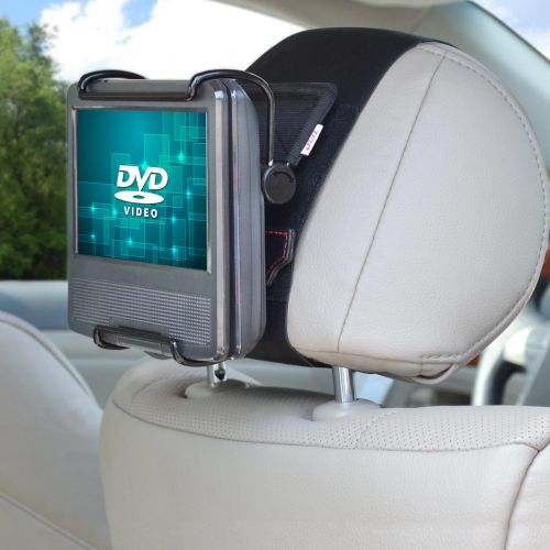  [아마존베스트]TFY Universal Car Headrest Mount Holder with Angle- Adjustable Holding Clamp for 7-10 Inch Swivel Screen Portable DVD Players, Black