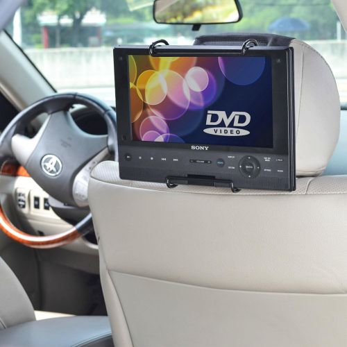  [아마존베스트]TFY Universal Car Headrest Mount Holder with Angle- Adjustable Holding Clamp for Swivel Screen Portable DVD Players, Black