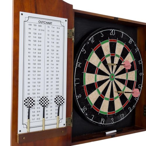  TG Beveled Wood Dart Cabinet - Pro Style Board and Darts