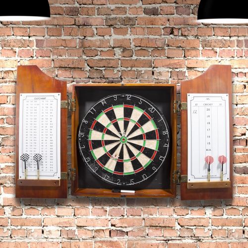  TG Beveled Wood Dart Cabinet - Pro Style Board and Darts