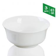 TGLBT Large Bowls for Salad/Soup/Pasta 3-Pack Stackable Porcelain Elegant White Serving Bowls
