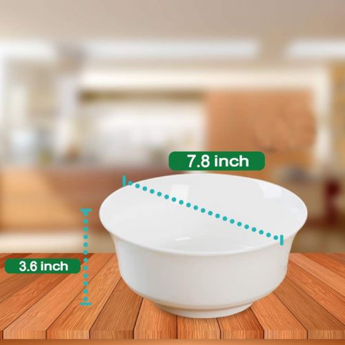  TGLBT Large Bowls for Salad/Soup/Pasta 3-Pack Stackable Porcelain Elegant White Serving Bowls