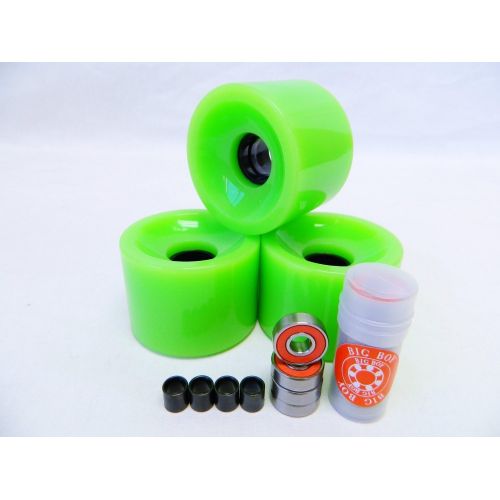  TGM Big Boy 70mm Gel Solid Skateboard Wheels + ABEC 7 Bearings Spacers (Solid Green)