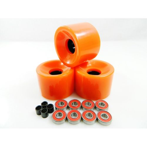  TGM Big Boy 70mm Gel Solid Skateboard Wheels + ABEC 7 Bearings Spacers (Solid Orange)