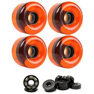 TGM Skateboards Longboard Cruiser Wheels 65mm x 44mm 83A 151C Orange Clear Ceramic Bearings