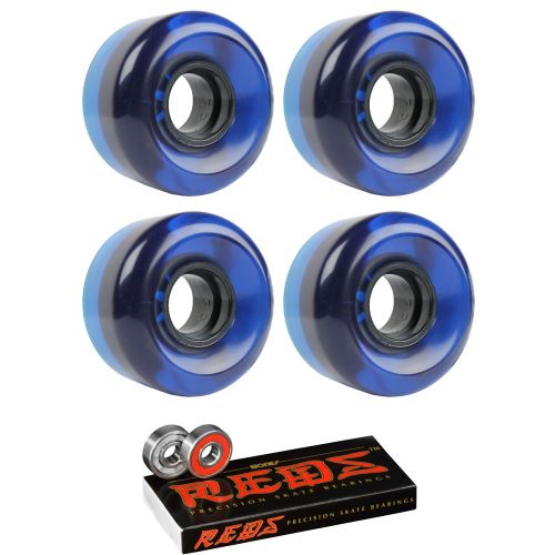  TGM Skateboards Skateboard Cruiser Wheels 58mm x 36mm 83A 300C Blue Clear Bones Reds Bearings