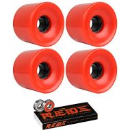 TGM Skateboards Longboard Cruiser Wheels 65mm x 51.5mm 83A 485C Red Bones Reds Bearings