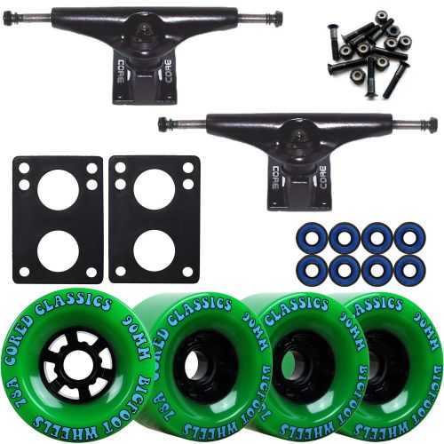  TGM Skateboards Core 7.0 Black Longboard Trucks Wheels Package Bigfoot 90mm Cored Classics Green