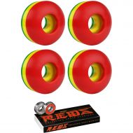 TGM Skateboards Skateboard Wheels 102A 50mm Rasta Tri-Color with Bones Reds Bearings