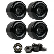 TGM Skateboards Longboard Cruiser Wheels 65mm x 44mm 83A Black Ceramic Bearings