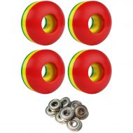 TGM Skateboards Skateboard Wheels 102A 50mm Rasta Tri-Color with ABEC 7 Bearings