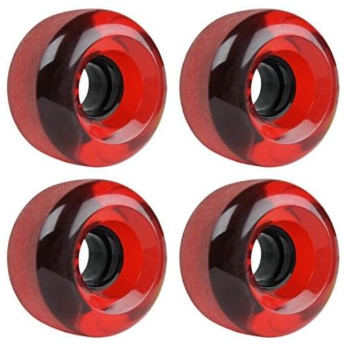  TGM Skateboards Longboard Cruiser Wheels Set 62mm x 38mm 83A 186C Red Clear