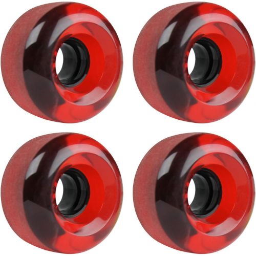  TGM Skateboards Longboard Cruiser Wheels Set 62mm x 38mm 83A 186C Red Clear