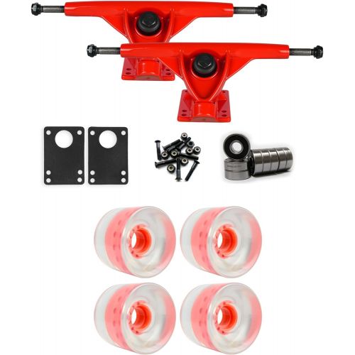  TGM Skateboards RKP Red Longboard Trucks Wheels Package 65mm x 51.5mm 83A Clear