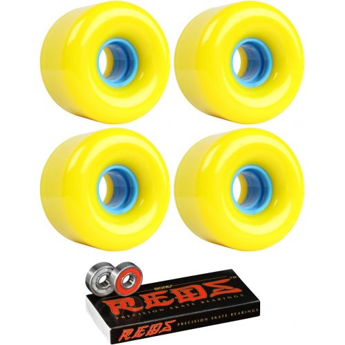  TGM Skateboards Longboard Cruiser Wheels 65mm x 44mm 83A 012C Yellow Bones Reds Bearings